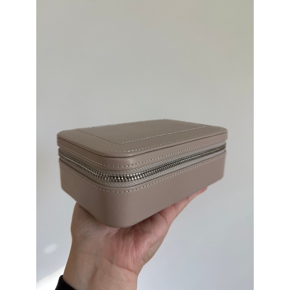 WOLF Jewelry Case Small Taupe Leather Travel Organizer LusterLoc Luxury